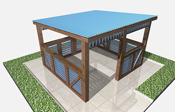 Беседка с односкатной крышей