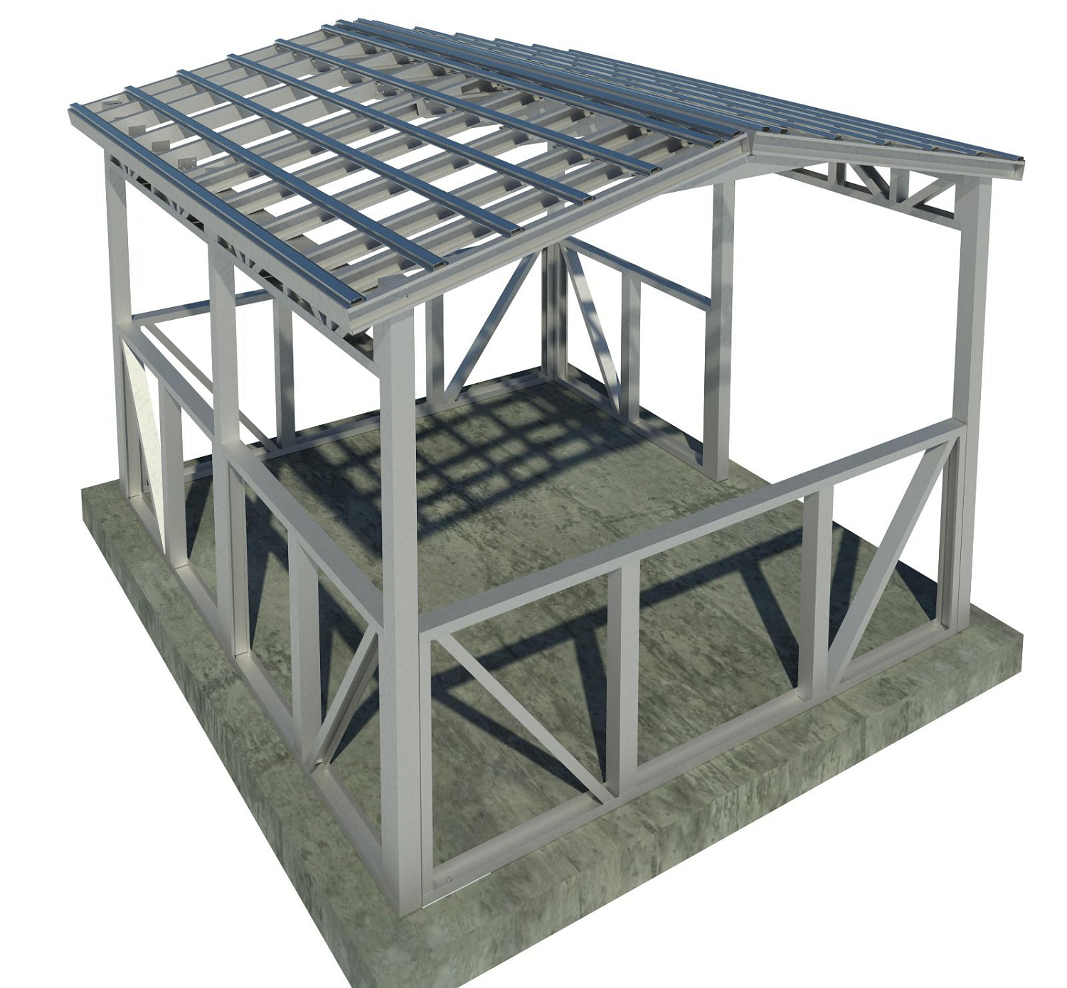 Беседка с двухскатной крышей