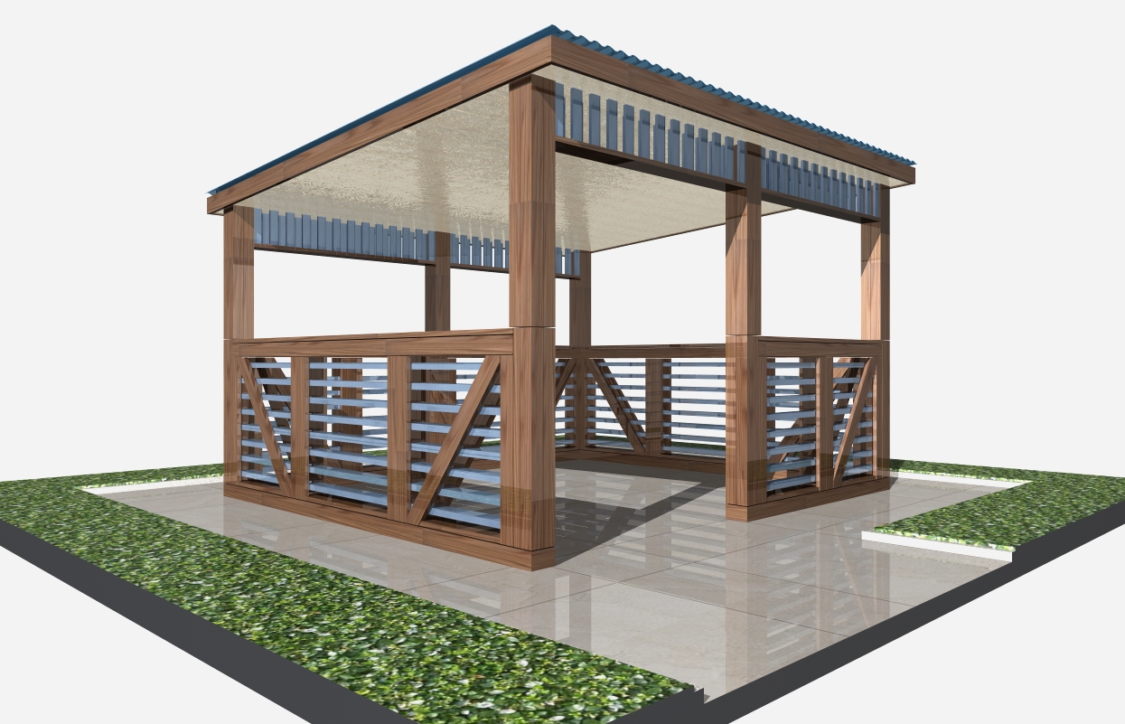 Беседка с односкатной крышей