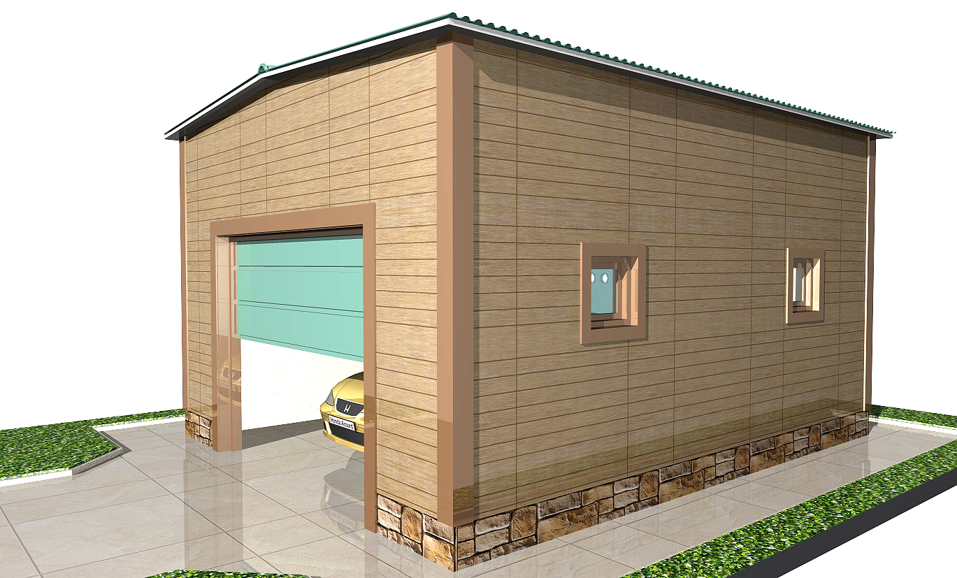 Гараж с двухскатной крышей