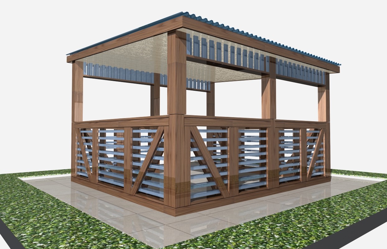 Беседка с односкатной крышей