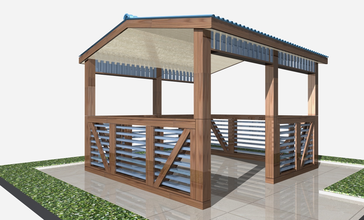Беседка с двухскатной крышей