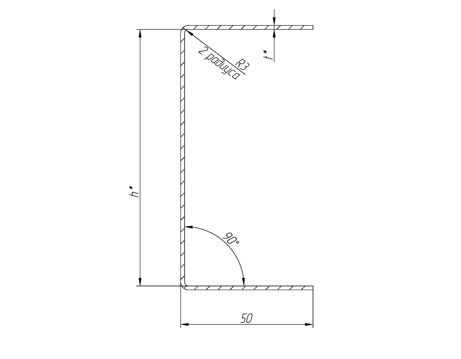 Профили направляющие (размер полок 50 мм) Профили направляющие (размер полок 50 мм)